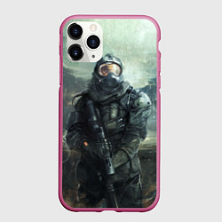 Чехол iPhone 11 Pro матовый STALKER, цвет: 3D-малиновый