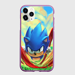 Чехол iPhone 11 Pro матовый Sonic, цвет: 3D-фиолетовый