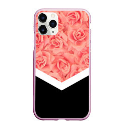 Чехол iPhone 11 Pro матовый Розовые розы, цвет: 3D-розовый