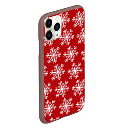 Чехол iPhone 11 Pro матовый Новогодние Снежинки, цвет: 3D-коричневый — фото 2
