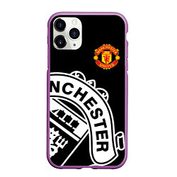 Чехол iPhone 11 Pro матовый Man United: Black Collection, цвет: 3D-фиолетовый