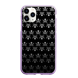 Чехол iPhone 11 Pro матовый Пиратский pattern, цвет: 3D-сиреневый