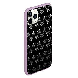 Чехол iPhone 11 Pro матовый Пиратский pattern, цвет: 3D-сиреневый — фото 2