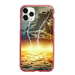 Чехол iPhone 11 Pro матовый Удар молнии, цвет: 3D-красный