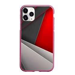 Чехол iPhone 11 Pro матовый Lines, цвет: 3D-малиновый