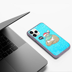 Чехол iPhone 11 Pro матовый Санта-хипстер, цвет: 3D-серый — фото 2