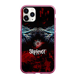 Чехол iPhone 11 Pro матовый Slipknot руки зомби, цвет: 3D-малиновый