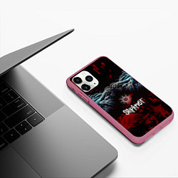 Чехол iPhone 11 Pro матовый Slipknot руки зомби, цвет: 3D-малиновый — фото 2