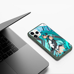 Чехол iPhone 11 Pro матовый Miku1, цвет: 3D-темно-зеленый — фото 2