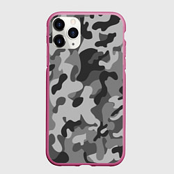 Чехол iPhone 11 Pro матовый Ночной Камуфляж 1, цвет: 3D-малиновый