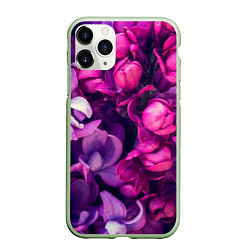 Чехол iPhone 11 Pro матовый Тюльпановый сад, цвет: 3D-салатовый