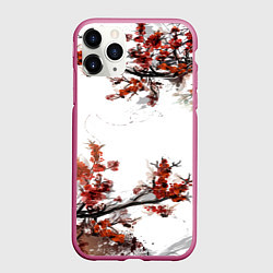 Чехол iPhone 11 Pro матовый САКУРА, цвет: 3D-малиновый