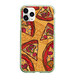 Чехол iPhone 11 Pro матовый Пицца, цвет: 3D-салатовый