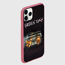 Чехол iPhone 11 Pro матовый Green Day магнитофон в огне, цвет: 3D-малиновый — фото 2