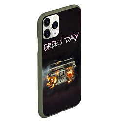 Чехол iPhone 11 Pro матовый Green Day магнитофон в огне, цвет: 3D-темно-зеленый — фото 2