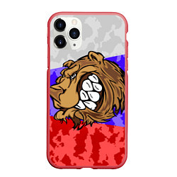 Чехол iPhone 11 Pro матовый Русский Медведь, цвет: 3D-красный