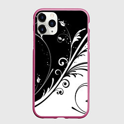 Чехол iPhone 11 Pro матовый Цветочный узор, цвет: 3D-малиновый