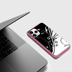Чехол iPhone 11 Pro матовый Цветочный узор, цвет: 3D-малиновый — фото 2