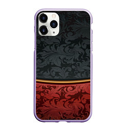 Чехол iPhone 11 Pro матовый Узоры Black and Red, цвет: 3D-светло-сиреневый