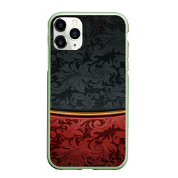 Чехол iPhone 11 Pro матовый Узоры Black and Red, цвет: 3D-салатовый