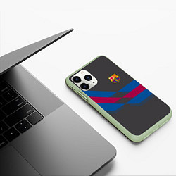 Чехол iPhone 11 Pro матовый Barcelona FC: Dark style, цвет: 3D-салатовый — фото 2