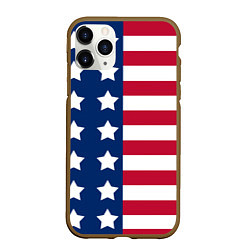Чехол iPhone 11 Pro матовый USA Flag, цвет: 3D-коричневый