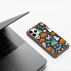 Чехол iPhone 11 Pro матовый Halloween Monsters, цвет: 3D-коричневый — фото 2