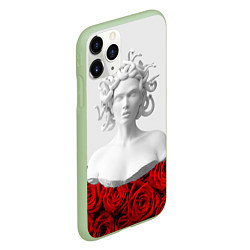 Чехол iPhone 11 Pro матовый Унисекс / Snake roses girl, цвет: 3D-салатовый — фото 2