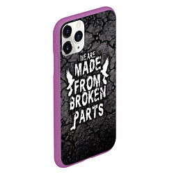 Чехол iPhone 11 Pro матовый Made from broken parts, цвет: 3D-фиолетовый — фото 2