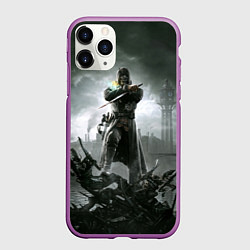 Чехол iPhone 11 Pro матовый Dishonored 2, цвет: 3D-фиолетовый