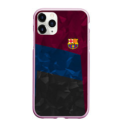 Чехол iPhone 11 Pro матовый FC Barcelona: Dark polygons, цвет: 3D-розовый