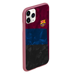 Чехол iPhone 11 Pro матовый FC Barcelona: Dark polygons, цвет: 3D-малиновый — фото 2