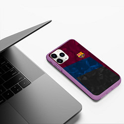 Чехол iPhone 11 Pro матовый FC Barcelona: Dark polygons, цвет: 3D-фиолетовый — фото 2