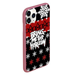 Чехол iPhone 11 Pro матовый Праздничный Bring Me the Horizon, цвет: 3D-малиновый — фото 2