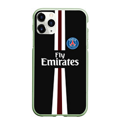 Чехол iPhone 11 Pro матовый PSG FC: Black 2018, цвет: 3D-салатовый