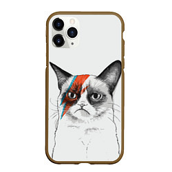 Чехол iPhone 11 Pro матовый David Bowie: Grumpy cat, цвет: 3D-коричневый