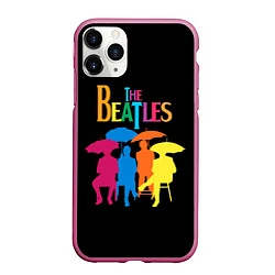 Чехол iPhone 11 Pro матовый The Beatles: Colour Rain, цвет: 3D-малиновый