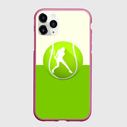 Чехол iPhone 11 Pro матовый Символ теннисиста, цвет: 3D-малиновый