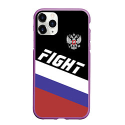 Чехол iPhone 11 Pro матовый Fight Russia, цвет: 3D-фиолетовый