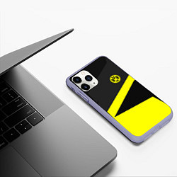 Чехол iPhone 11 Pro матовый FC Borussia: Sport Geometry, цвет: 3D-светло-сиреневый — фото 2