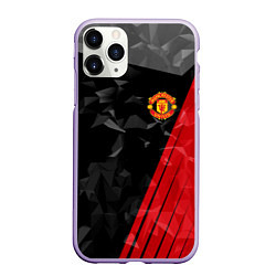 Чехол iPhone 11 Pro матовый FC Manchester United: Abstract, цвет: 3D-светло-сиреневый