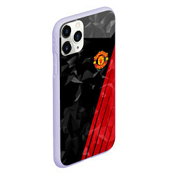 Чехол iPhone 11 Pro матовый FC Manchester United: Abstract, цвет: 3D-светло-сиреневый — фото 2