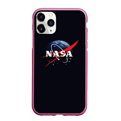 Чехол iPhone 11 Pro матовый NASA: Black Space, цвет: 3D-малиновый