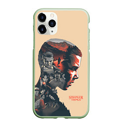 Чехол iPhone 11 Pro матовый Stranger Things, цвет: 3D-салатовый