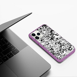 Чехол iPhone 11 Pro матовый Ahegao: Black & White, цвет: 3D-фиолетовый — фото 2