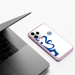 Чехол iPhone 11 Pro матовый FC Chelsea: White Lion, цвет: 3D-розовый — фото 2