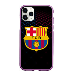 Чехол iPhone 11 Pro матовый FC Barcelona Lines, цвет: 3D-фиолетовый