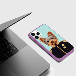 Чехол iPhone 11 Pro матовый Йоркширский терьер адмирал, цвет: 3D-фиолетовый — фото 2