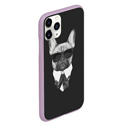 Чехол iPhone 11 Pro матовый Бульдог в черном, цвет: 3D-сиреневый — фото 2