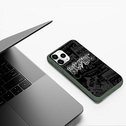Чехол iPhone 11 Pro матовый AC/DC: Journalese, цвет: 3D-темно-зеленый — фото 2